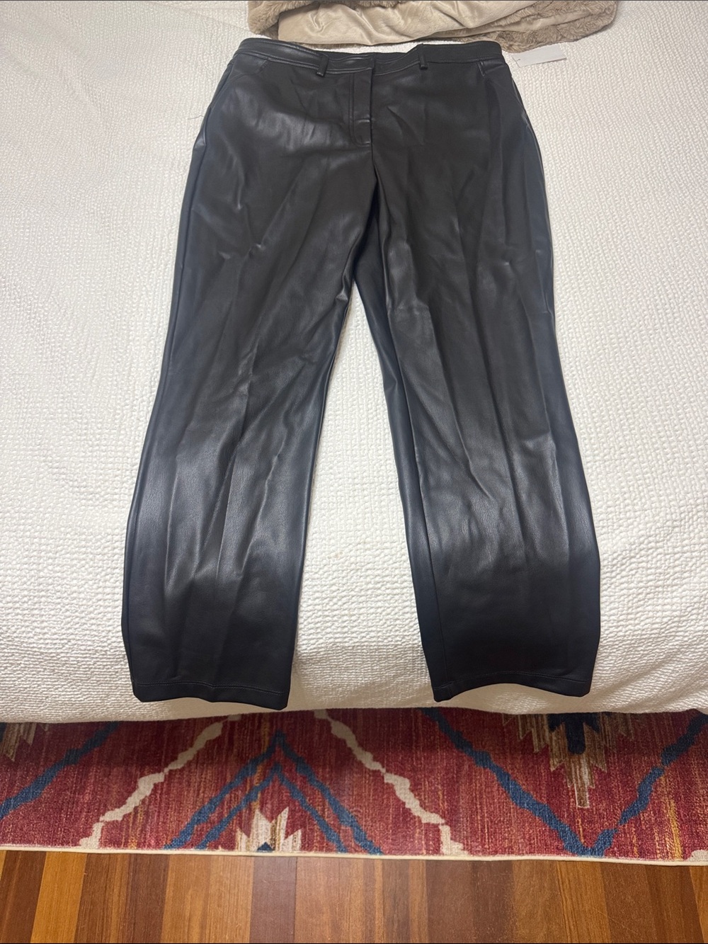 Halogen Black Faux Leather Straight-Leg Pants
